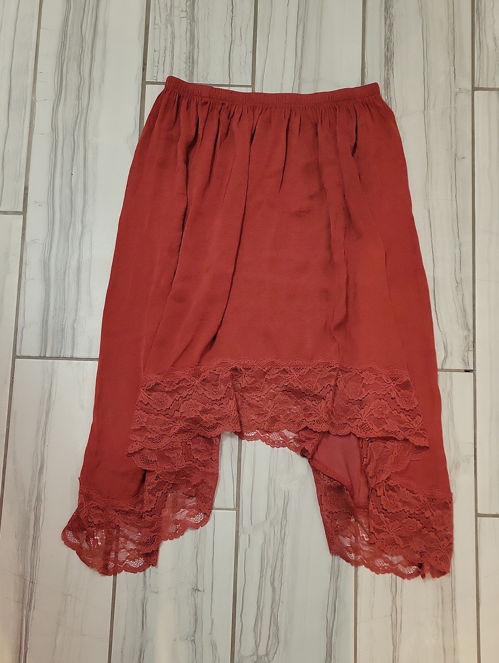 aerie Rust Lace-Trim Skirt